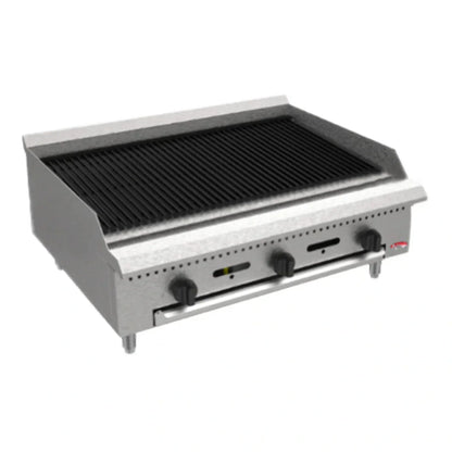 BakeMax36" Countertop Natural Gas Charbroiler w/ Manual Controls, 90,000 BTU - BACGG36-6