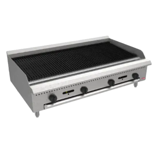 BakeMax  48" Countertop Natural Gas Charbroiler w/ Manual Controls, 120,000 BTU  BACGG48-8