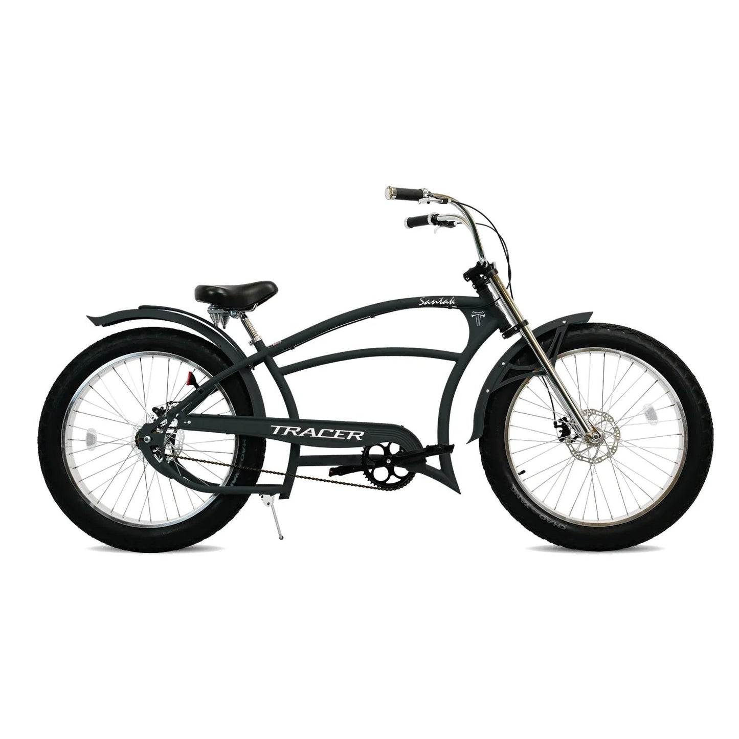 Tracer 26" Santak GT Chopper Stretch Cruiser 1-Speed Fat Tire Bike - MB-SANTAK-BL