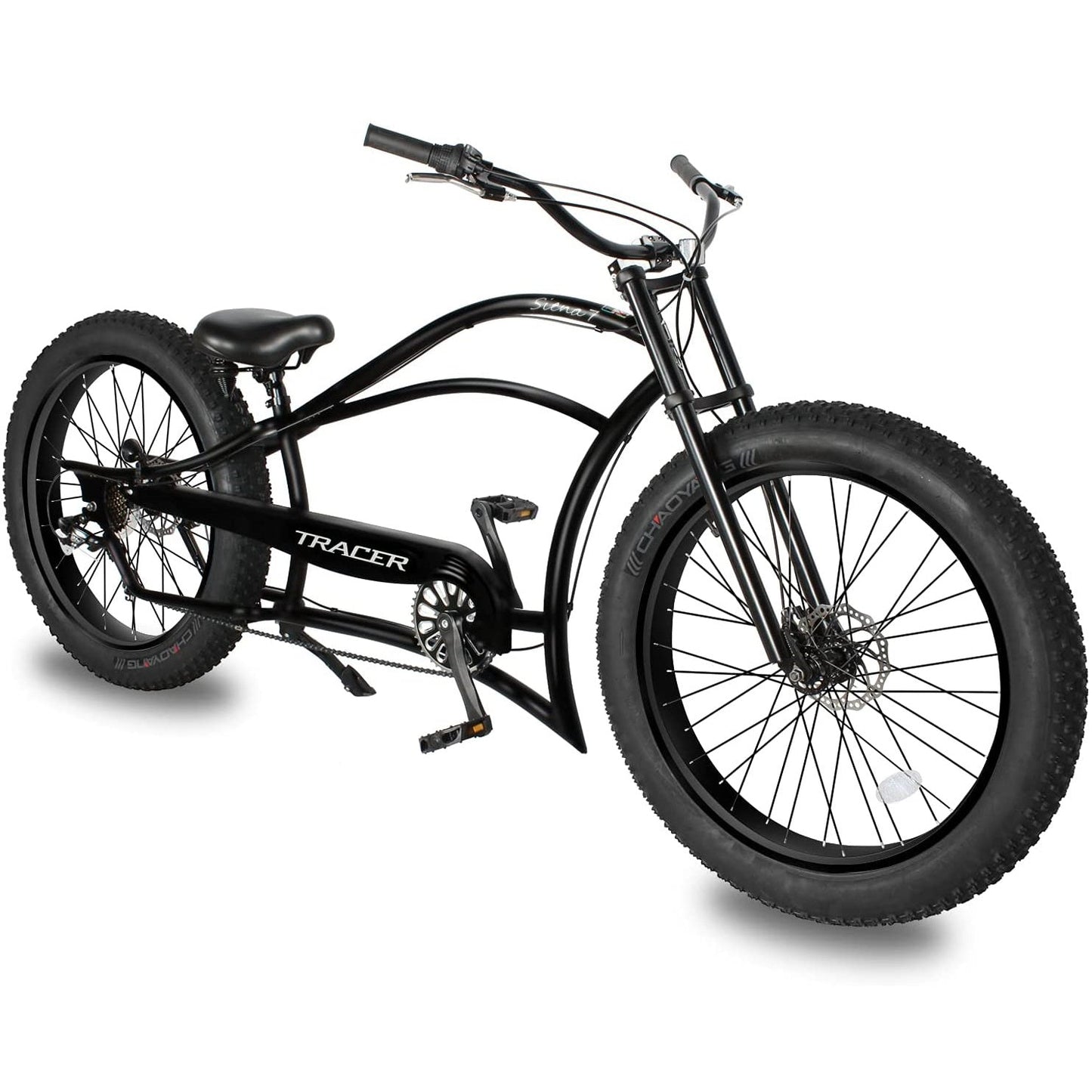 Tracer 26" Siena Chopper Stretch Cruiser Fat Tire Bike - MB-SIENA-M-BK/PLS
