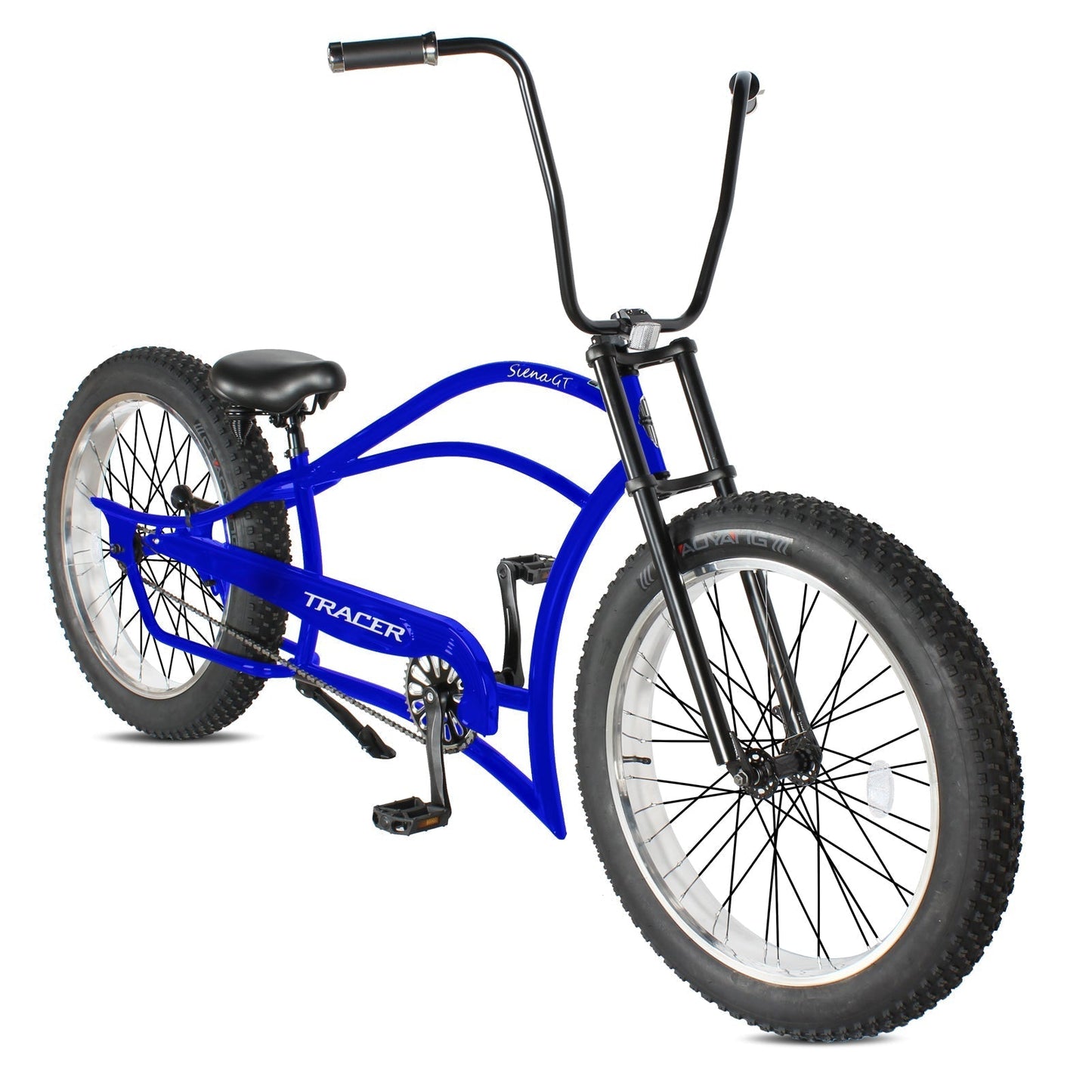 Tracer 26" Siena GT Chopper Stretch Cruiser Fat Tire Oversized Frame Bike - MB-SIENA GT-BK/PLS