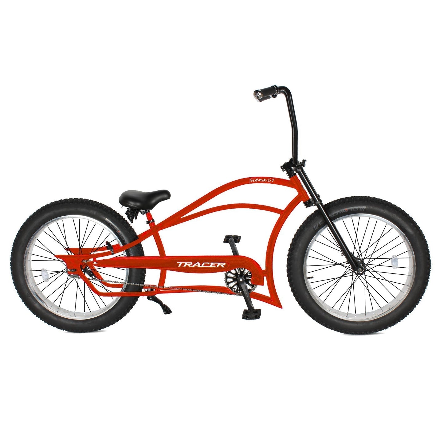 Tracer 26" Siena GT Chopper Stretch Cruiser Fat Tire Oversized Frame Bike - MB-SIENA GT-BK/PLS