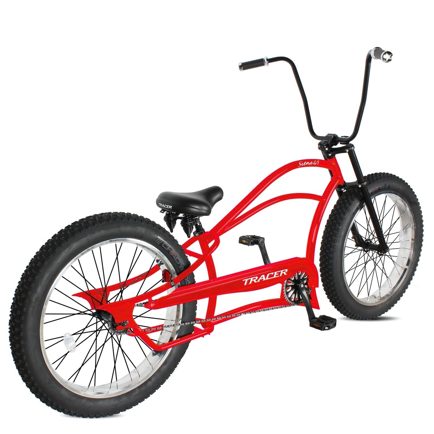 Tracer 26" Siena GT Chopper Stretch Cruiser Fat Tire Oversized Frame Bike - MB-SIENA GT-BK/PLS