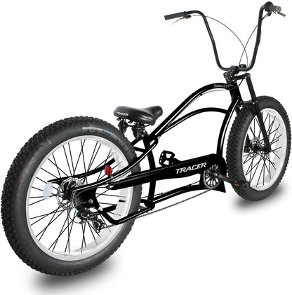 Tracer 26" Siena GT Chopper Stretch Cruiser Fat Tire Oversized Frame Bike - MB-SIENA GT-BK/PLS