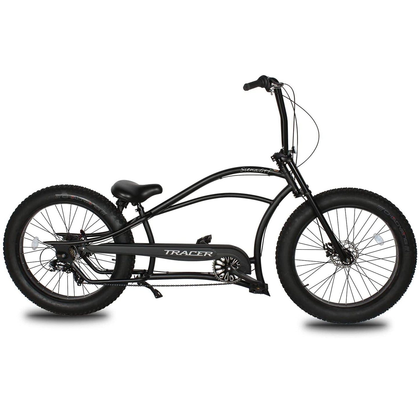 Tracer 26" Siena GT Chopper Stretch Cruiser Fat Tire Oversized Frame Bike - MB-SIENA GT-BK/PLS