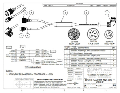 Outland Technology C-2303 Cable Assembly w/ Standard Connectors -C-2303-100M
