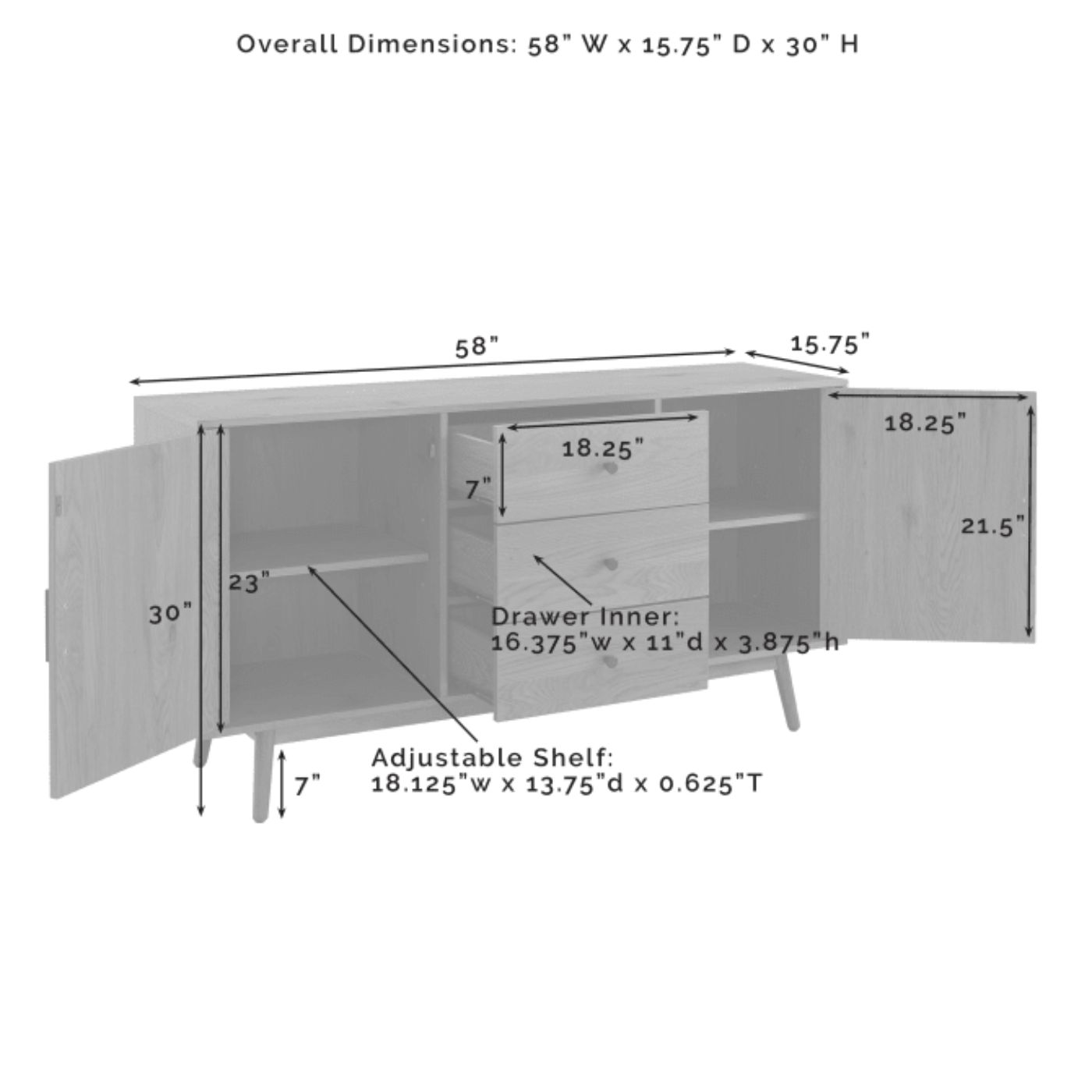 Crosley Lucas 58 Inch Sideboard - CF1119