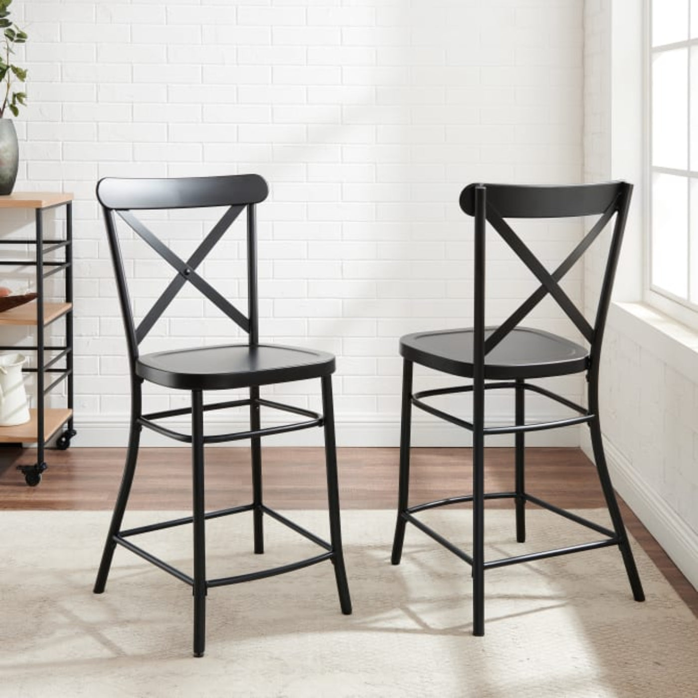 Crosley Camille 19.25 Inch 2pc Counter Stool Set Matte-Black - CF500624-MB