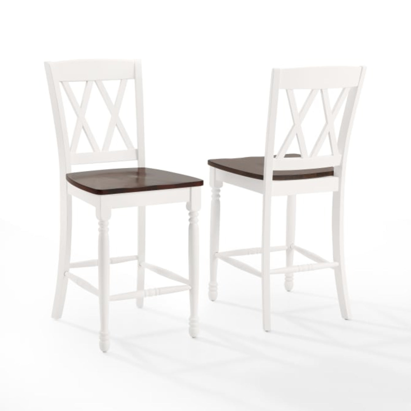 Crosley Shelby 18 Inch 2pc Counter Stool Set Distressed-White - CF501024-WH