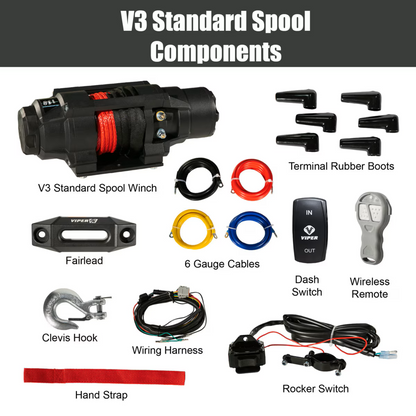 MotoAlliance Viper UTV Winch V3 Standard Spool 6000lbs New - V36000_BL