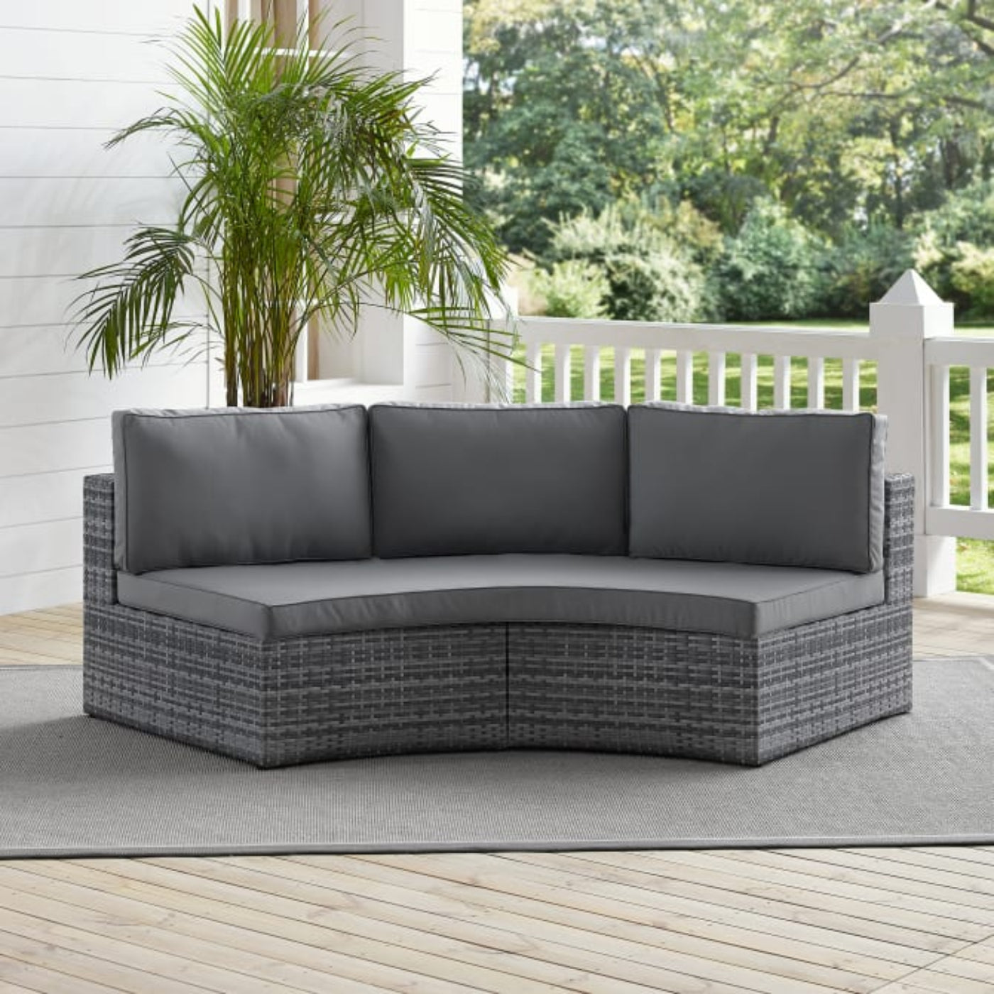 Crosley Catalina 83 Inch Outdoor Wicker Round Sectional Sofa - CO7120