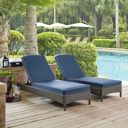 Crosley Palm Harbor Outdoor Wicker Chaise Lounge Navy - CO7122WG-NV