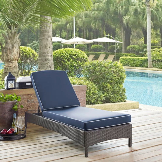 Crosley Palm Harbor Outdoor Wicker Chaise Lounge Navy - CO7122WG-NV