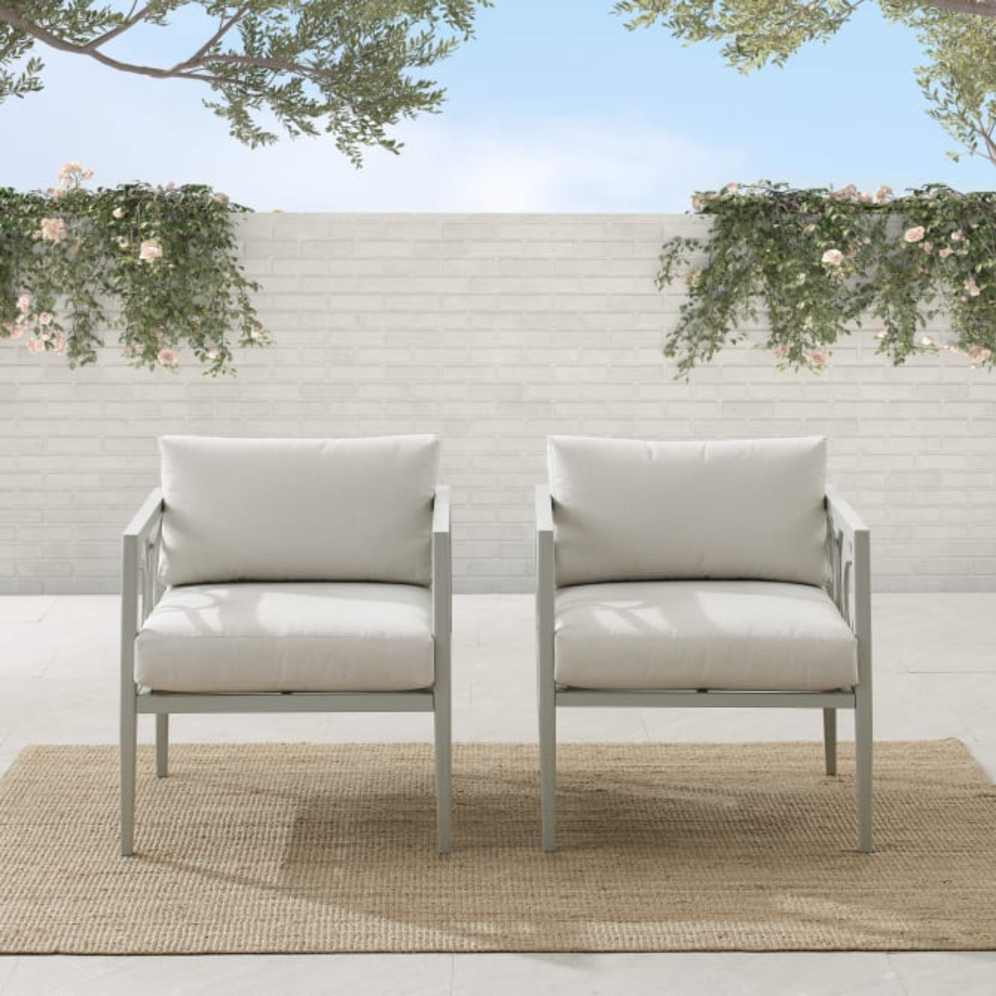 Crosley Ashford 2pc Outdoor Metal Armchair Set - CO7351GY-CR