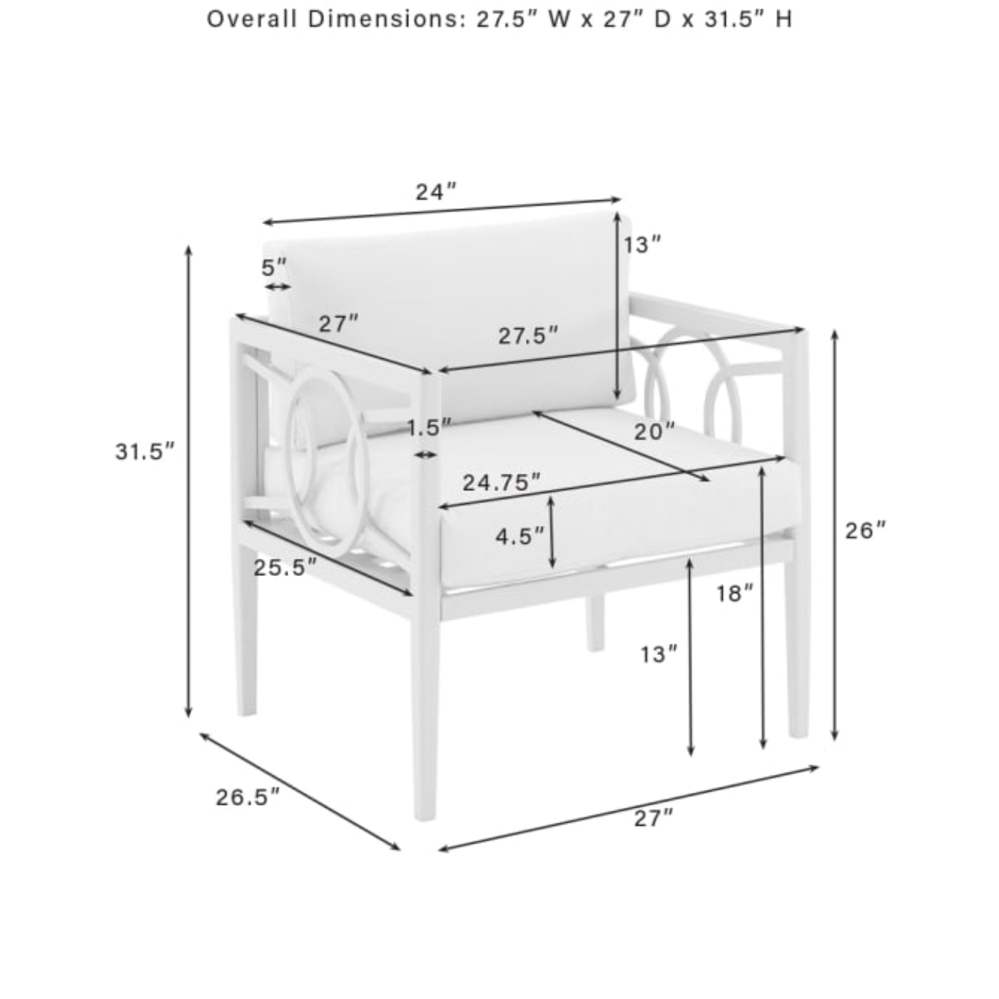 Crosley Ashford 2pc Outdoor Metal Armchair Set - CO7351GY-CR