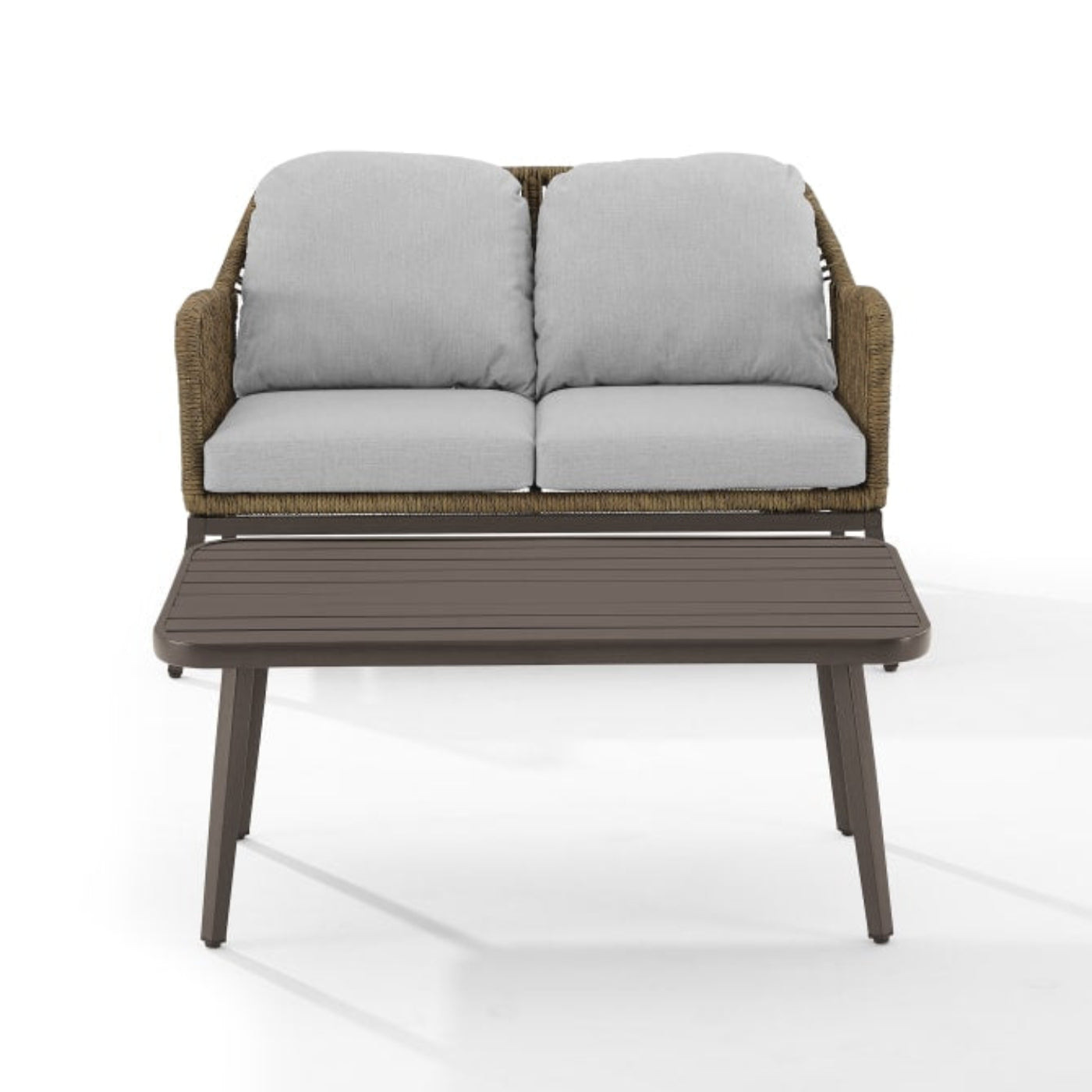 Crosley Haven 48 Inch 2pc Outdoor Wicker Conversation Set Light Grey- CO7360LB-LG