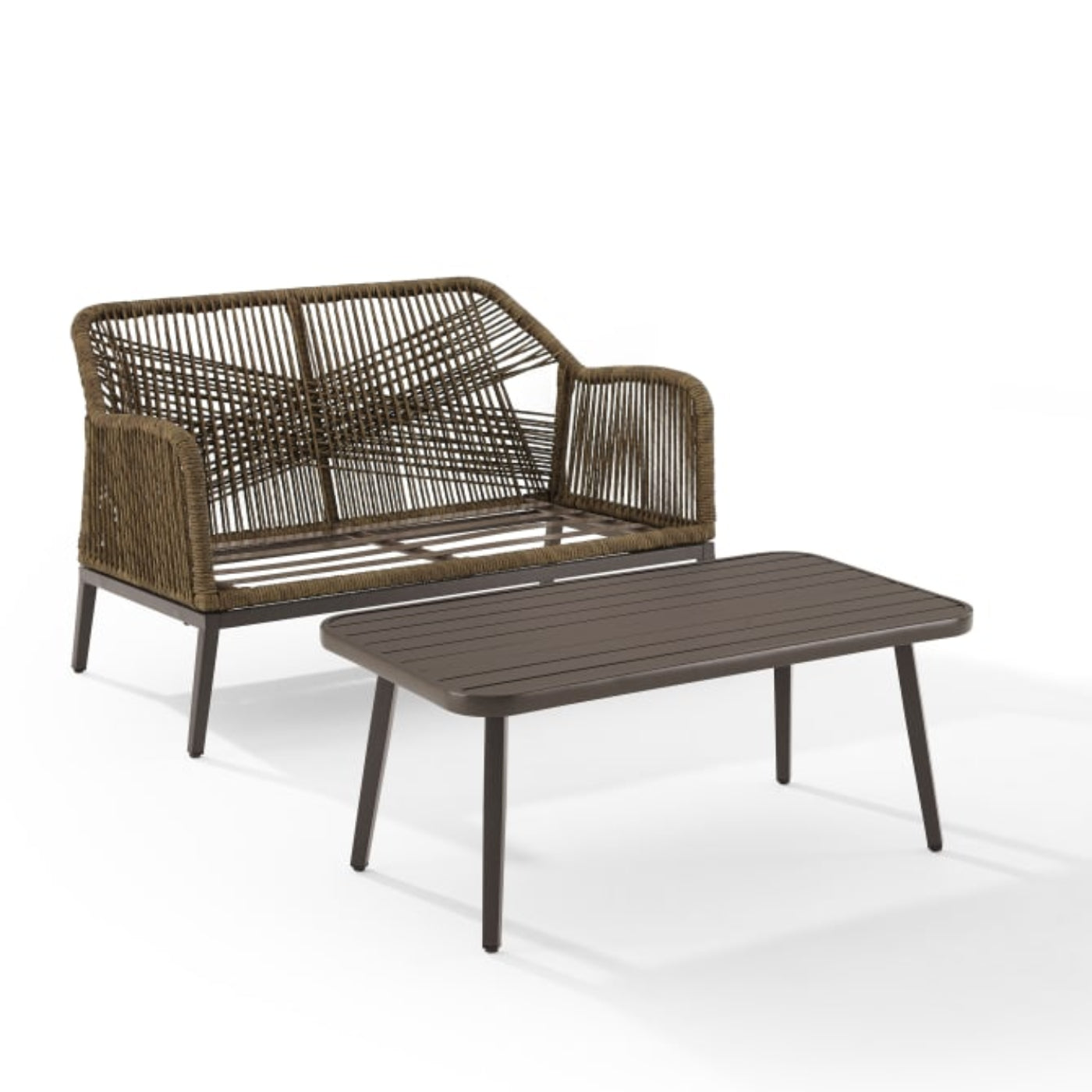 Crosley Haven 48 Inch 2pc Outdoor Wicker Conversation Set Light Grey- CO7360LB-LG