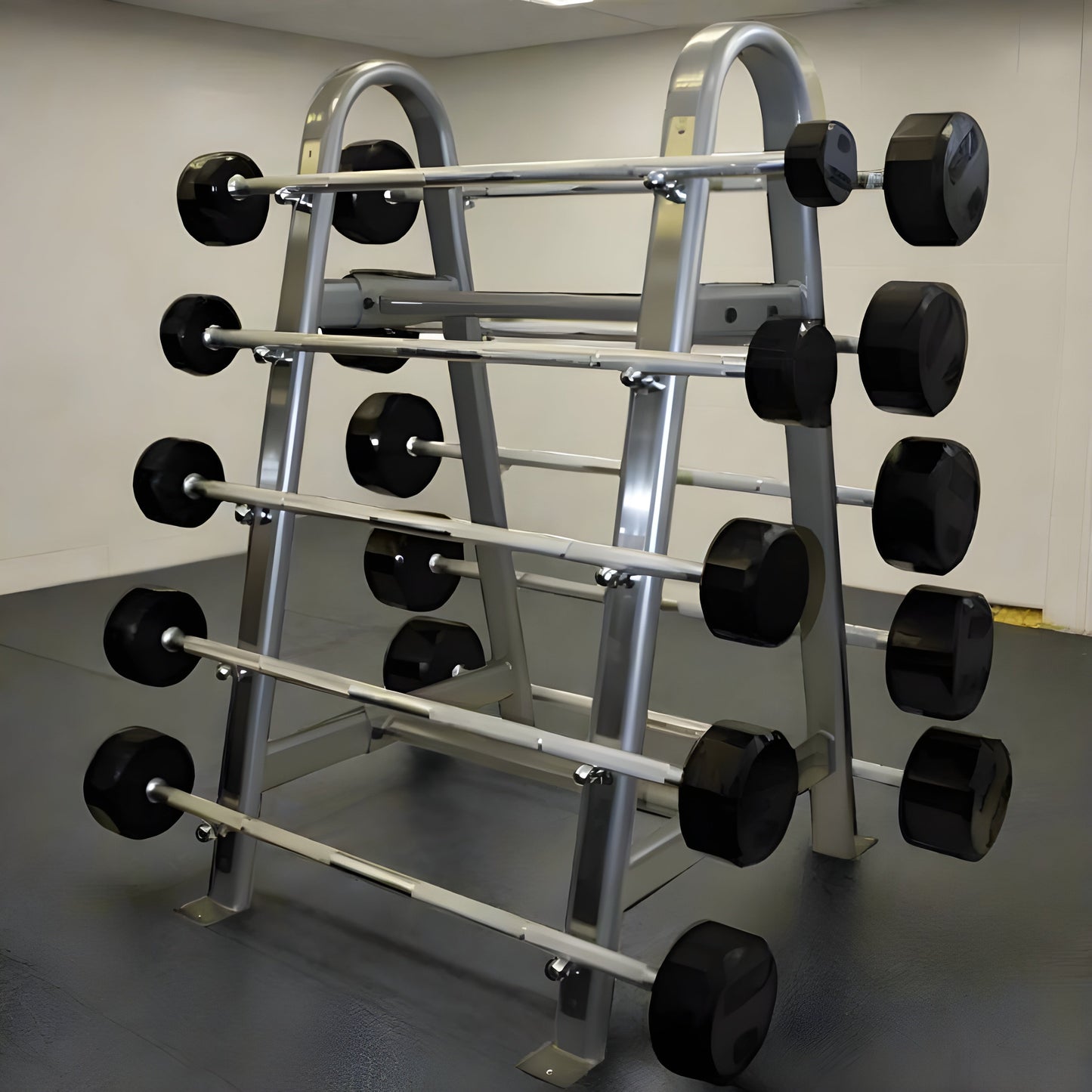 TROY  Rubber Straight Barbell Set 20-110 lbs with Rack - COMMPAC-TSBR110