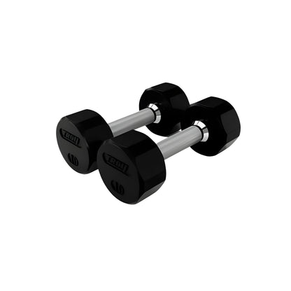 TROY  5-100lb Rubber Encased 12-Sided Dumbbell Set with Saddle Racks - COMMPAC-TSDR100