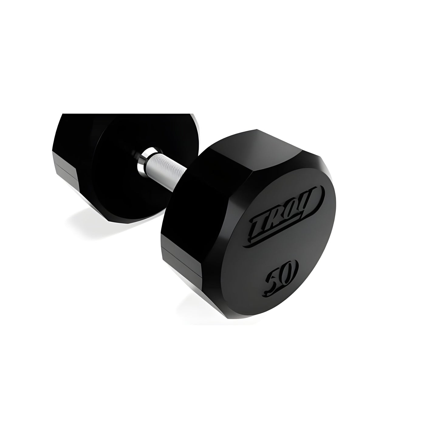 TROY  5-100lb Rubber Encased 12-Sided Dumbbell Set with Saddle Racks - COMMPAC-TSDR100