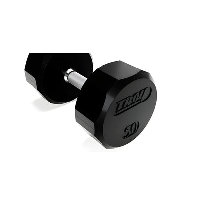 TROY  5-100lb Rubber Encased 12-Sided Dumbbell Set with Saddle Racks - COMMPAC-TSDR100