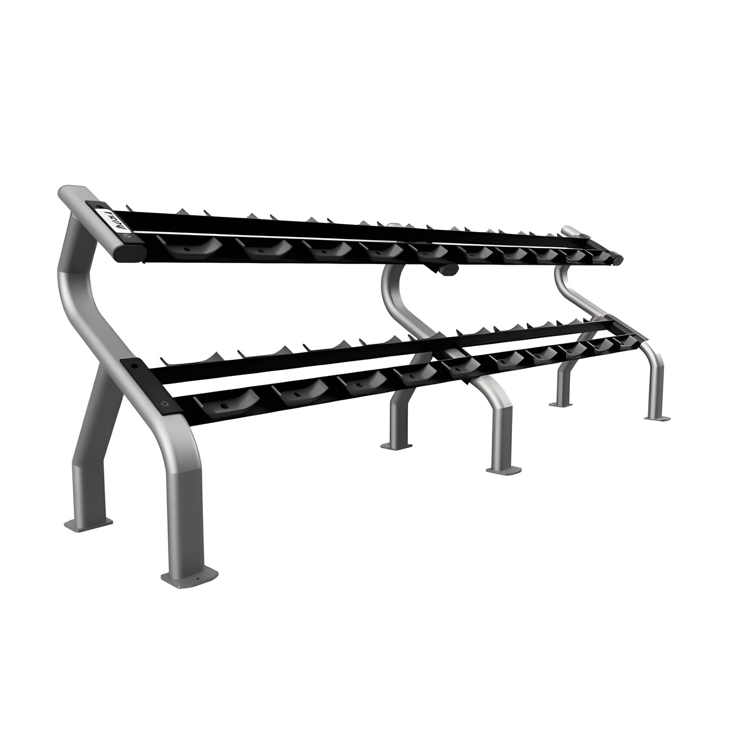 TROY  5-100lb Rubber Encased 12-Sided Dumbbell Set with Saddle Racks - COMMPAC-TSDR100