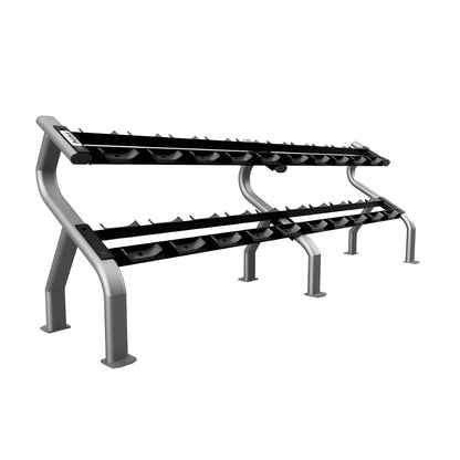 TROY  5-100lb Rubber Encased 12-Sided Dumbbell Set with Saddle Racks - COMMPAC-TSDR100