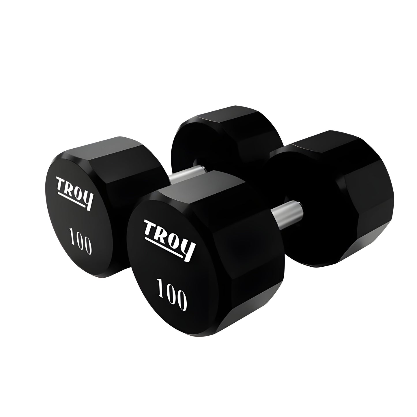 TROY  5-50 lb 12-Sided Urethane Dumbbell Set with Rack - COMMPAC-TSDU50