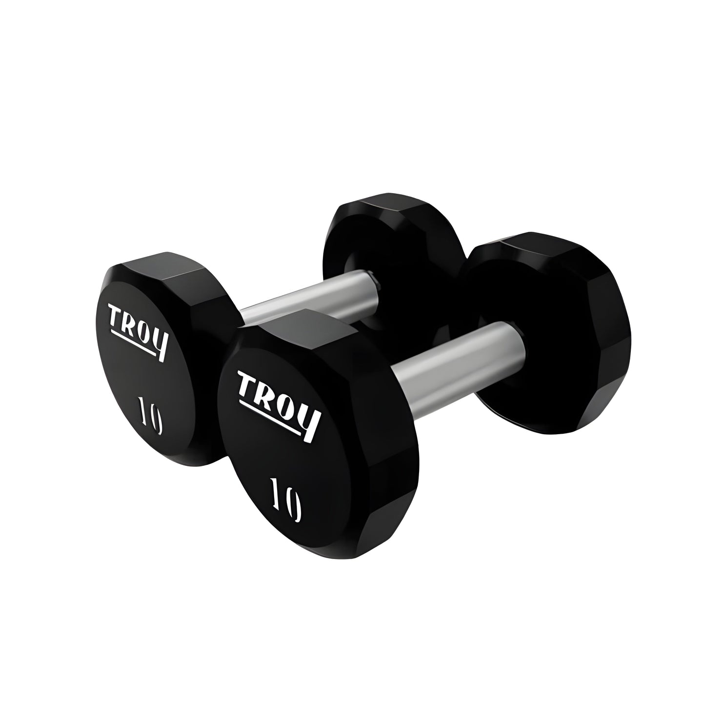 TROY  5-50 lb 12-Sided Urethane Dumbbell Set with Rack - COMMPAC-TSDU50