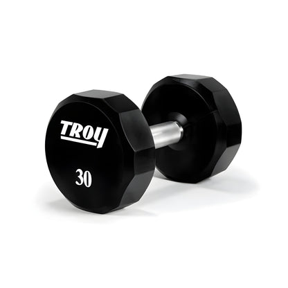 TROY  5-50 lb 12-Sided Urethane Dumbbell Set with Rack - COMMPAC-TSDU50