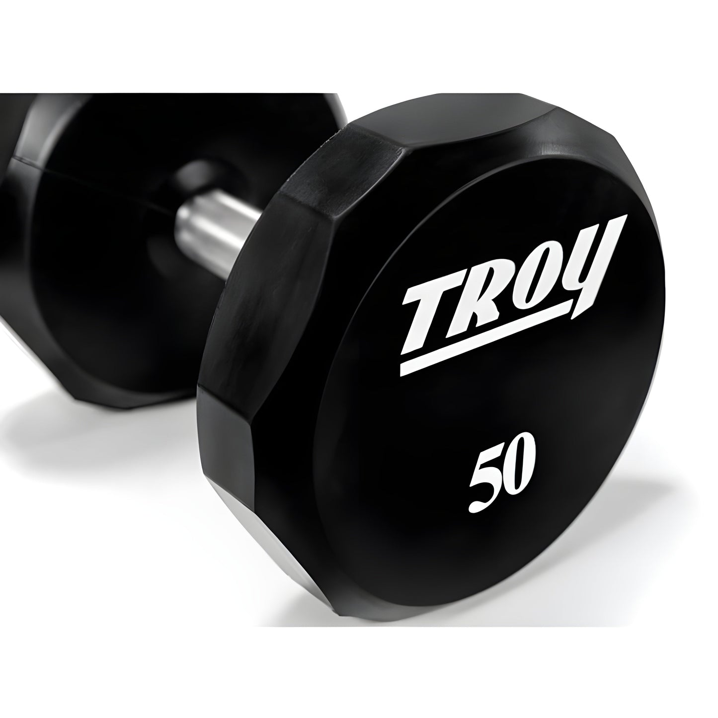TROY  5-50 lb 12-Sided Urethane Dumbbell Set with Rack - COMMPAC-TSDU50
