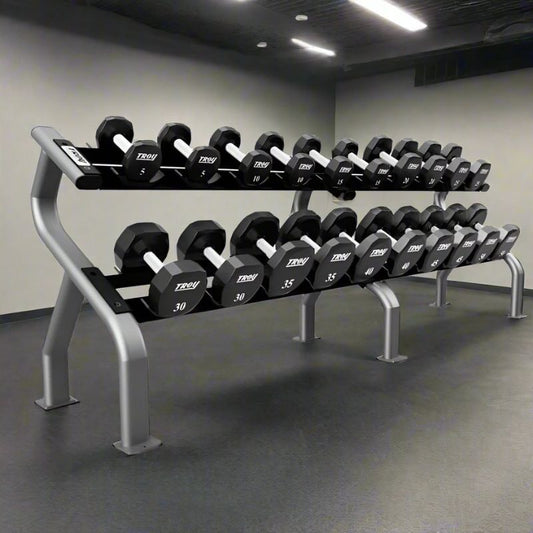TROY 5-50 lb 12-Sided Urethane Dumbbell Set with Rack -  COMMPAC-TSDU50