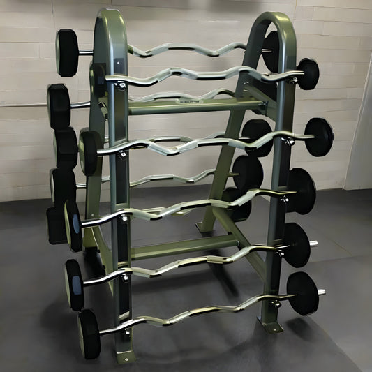 TROY 12-Sided Fixed Curl Barbells Set & Rack - COMMPAC-TZBU110