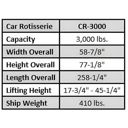 Tuxedo CR-3000 Car Rotator - 3,000 lb Capacity - CR-3000