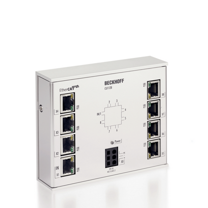 BECKHOFF Infrastructure, 8-port junction, EtherCAT, 100 Mbit/s, 24 V DC, RJ45 - CU1128