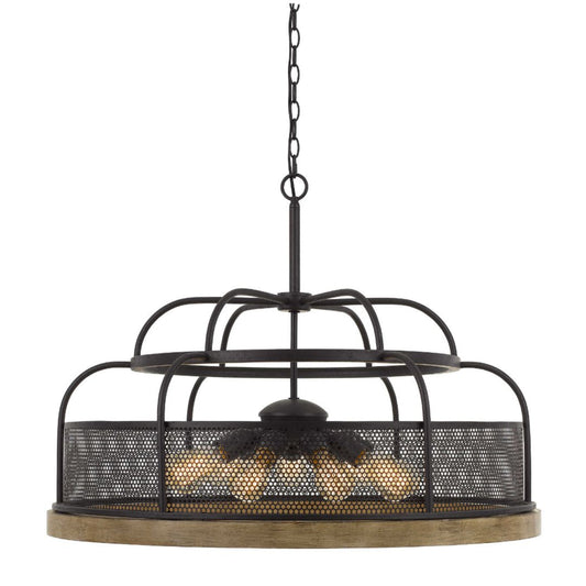 Alpine Cal Lighting Akaki 60W X 9 Metal/Pine Wood Chandelier - FX-3706-9
