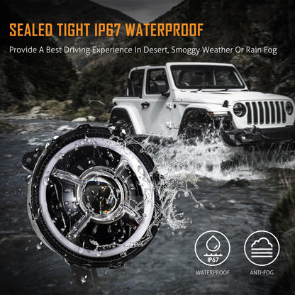 Auxbeam (2pcs/set) 9 inch RGB Headlights Replacement Bluetooth control for Jeep Wrangler JL JLU Sport Rubicon Sahara Gladiator JT 2019 2020 w/ DRL - QP007346