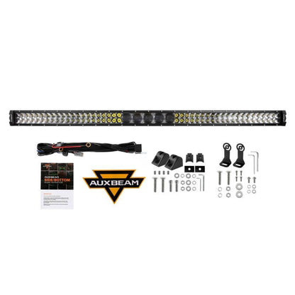 Auxbeam 7" LED Halo Headlights+5D-PRO 52" Straight LED Light Bar+Windshield Mounting Brackets 18W Pod Lights Set for Jeep Wrangler TJ - GP00007757