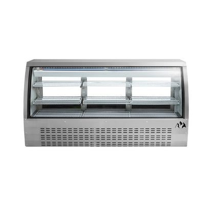 Chef AAA - DLC79-HC-S, Commercial 82" Curved Glass Deli Case Refrigerated Stainless Steel 32 cu.ft. - DLC79-HC-S