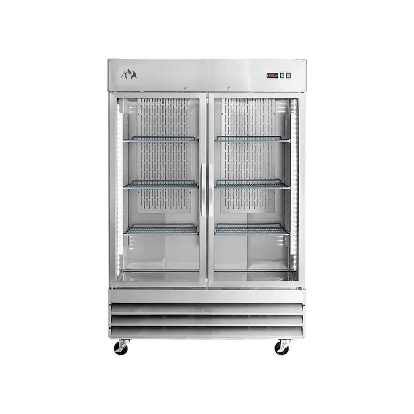 Chef AAA - SS-2R-G-HC, Commercial 54" Reach-In Refrigerator Stainless Steel Glass Door 47 cu.ft - Gr