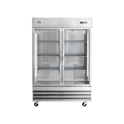 Chef AAA - SS-2R-G-HC, Commercial 54" Reach-In Refrigerator Stainless Steel Glass Door 47 cu.ft - Gr
