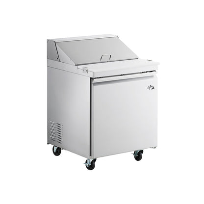 Chef AAA - SS-PT-27-HC, Commercial 27" Sandwich Prep Table Refrigerator 6 Pans 1 Door Stainless Steel 6 cu.ft. - SS-PT-27M-HC