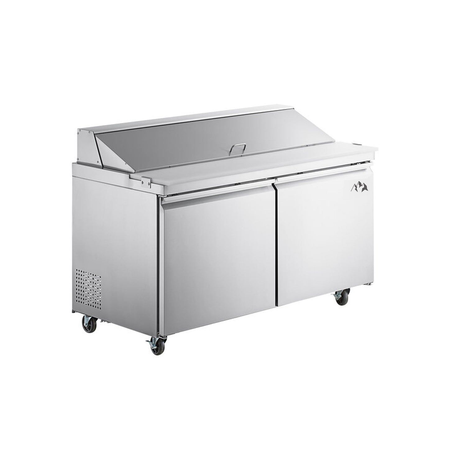 Chef AAA - SS-PT-60-HC, Commercial 60" Sandwich Prep Table Refrigerator 16 Pans 2 Door Stainless Steel 15 cu.ft - SS-PT-60-HC