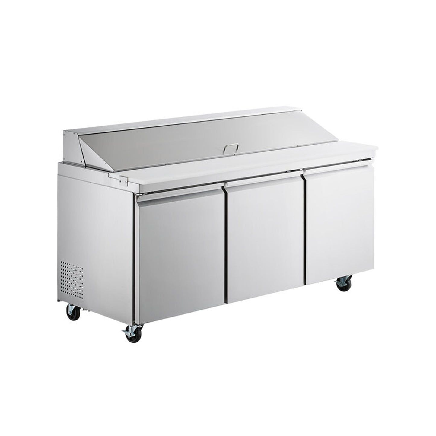 Chef AAA Commercial 70" Sandwich Prep Table MEGA TOP 30 Pan 3 Door Stainless Steel Refrigerator 15.5 cu.ft. - SS-PT-70M-HC
