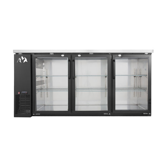 Chef AAA Commercial 73" Glass Door Back Bar Refrigerator 19.2 cu.ft. - TBB-72G-HC