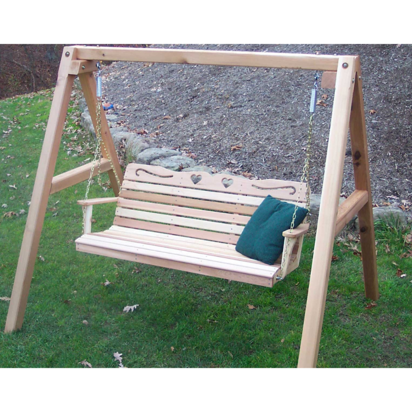 Creekvine Designs Cedar Country Hearts Porch Swing with Stand - WF4000A50CVD