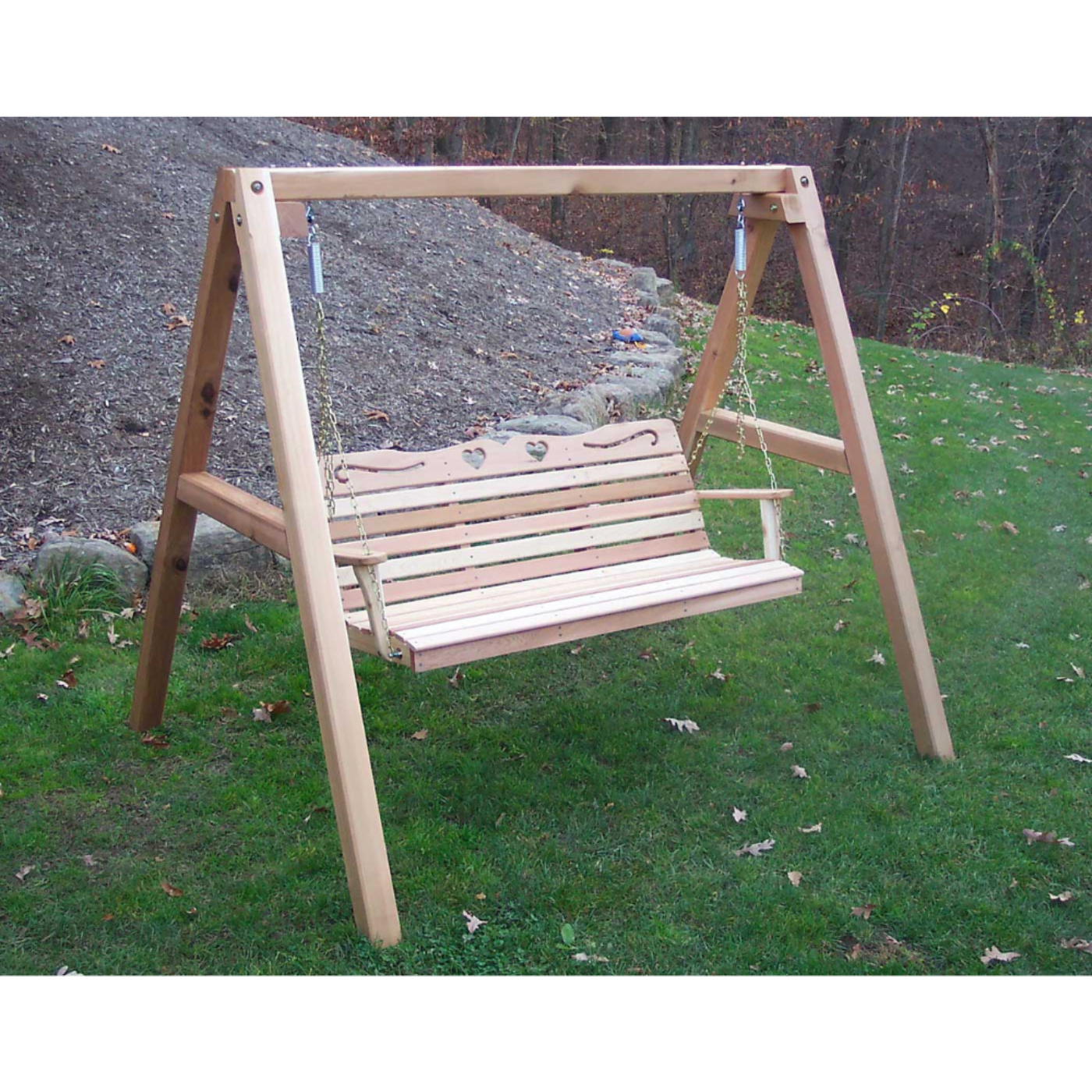 Creekvine Designs Cedar Country Hearts Porch Swing with Stand - WF4000A50CVD