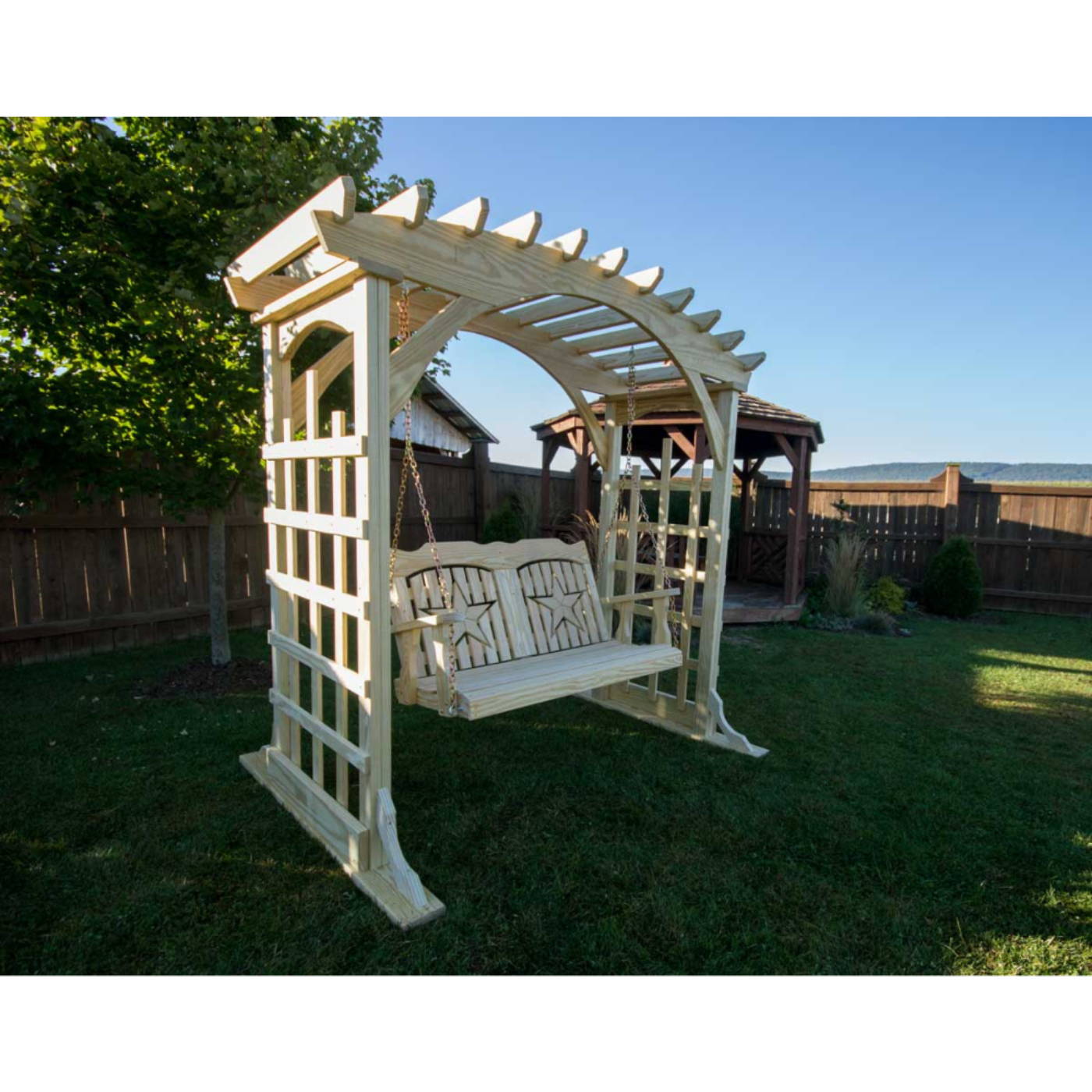 Creekvine Designs Treated Pine Starback Porch Swing - FS48STARCVD