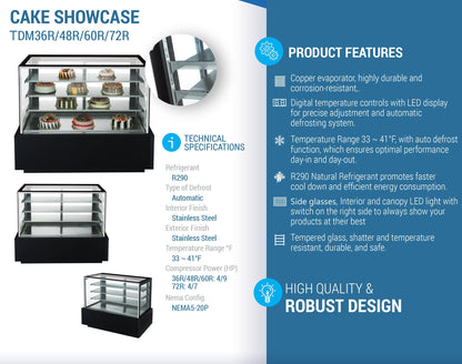 Chef AAA - TDM60R, 60" Straight Glass Bakery Case - TDM60R
