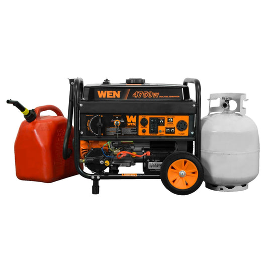 WEN DF475T 4,750-Watt 120V/240V Dual Fuel Portable Generator with Wheel Kit and Electric Start